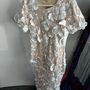 Elegant White Floral Lace Dress